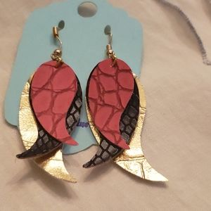 Faux Leather Tri Stacked Earrings